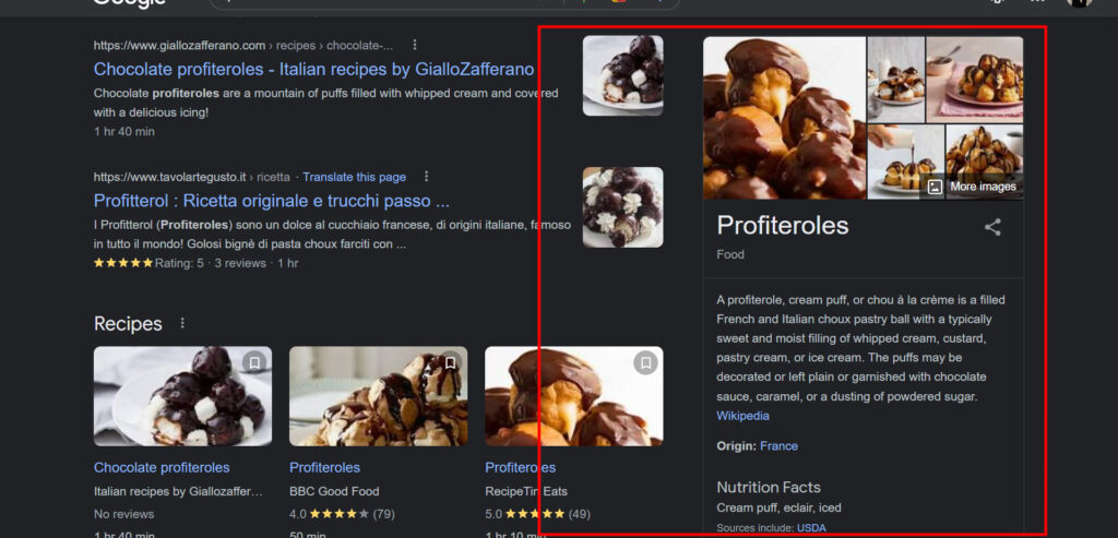 Google Knowledge Graph example