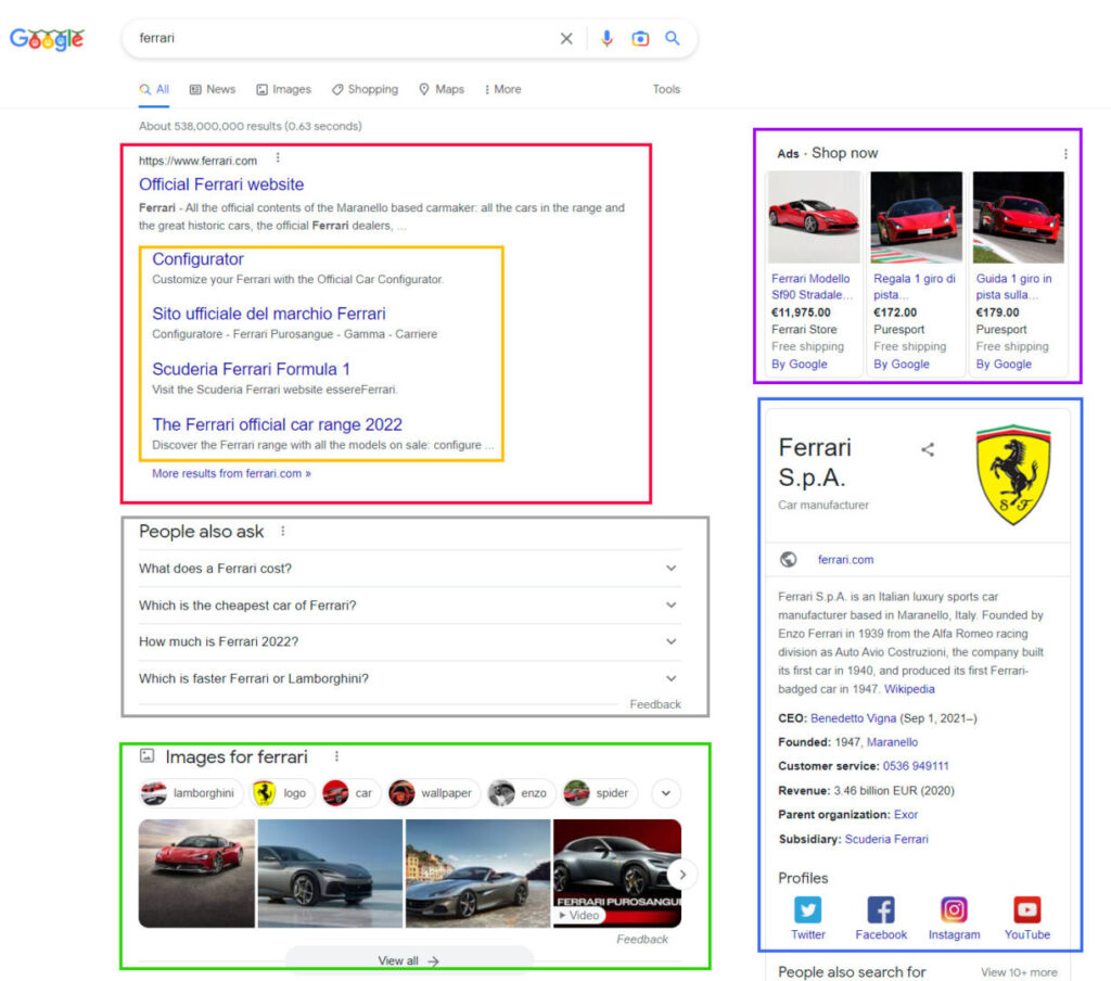 Search intent example: navigational intent